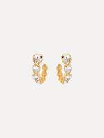 The Crystal Heart Hoop Earrings. Front View.
