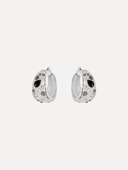 The Mixed Crystal Hoop Earrings. Front View.