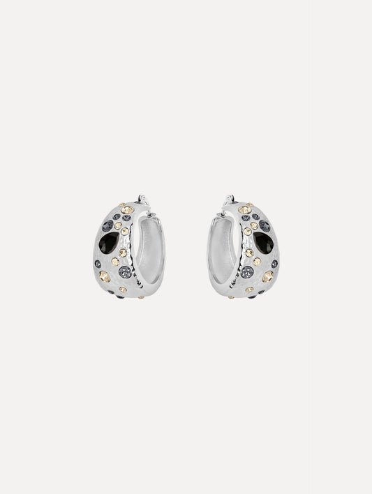 The Mixed Crystal Hoop Earrings. Front View.