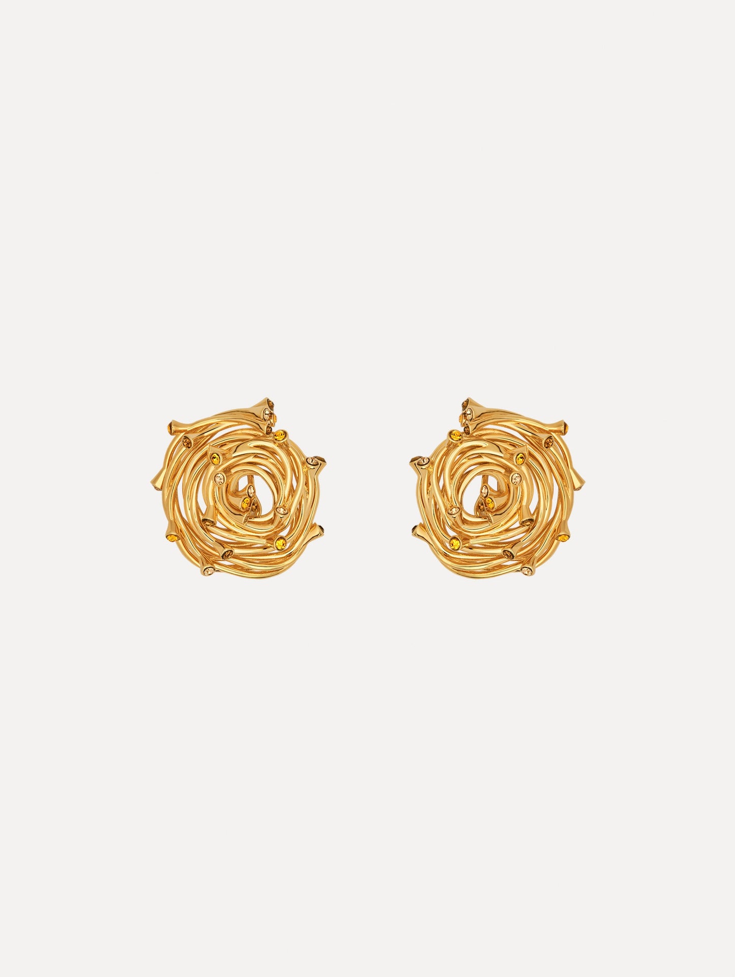 The Rhinestone Nest Earrings. Front View.