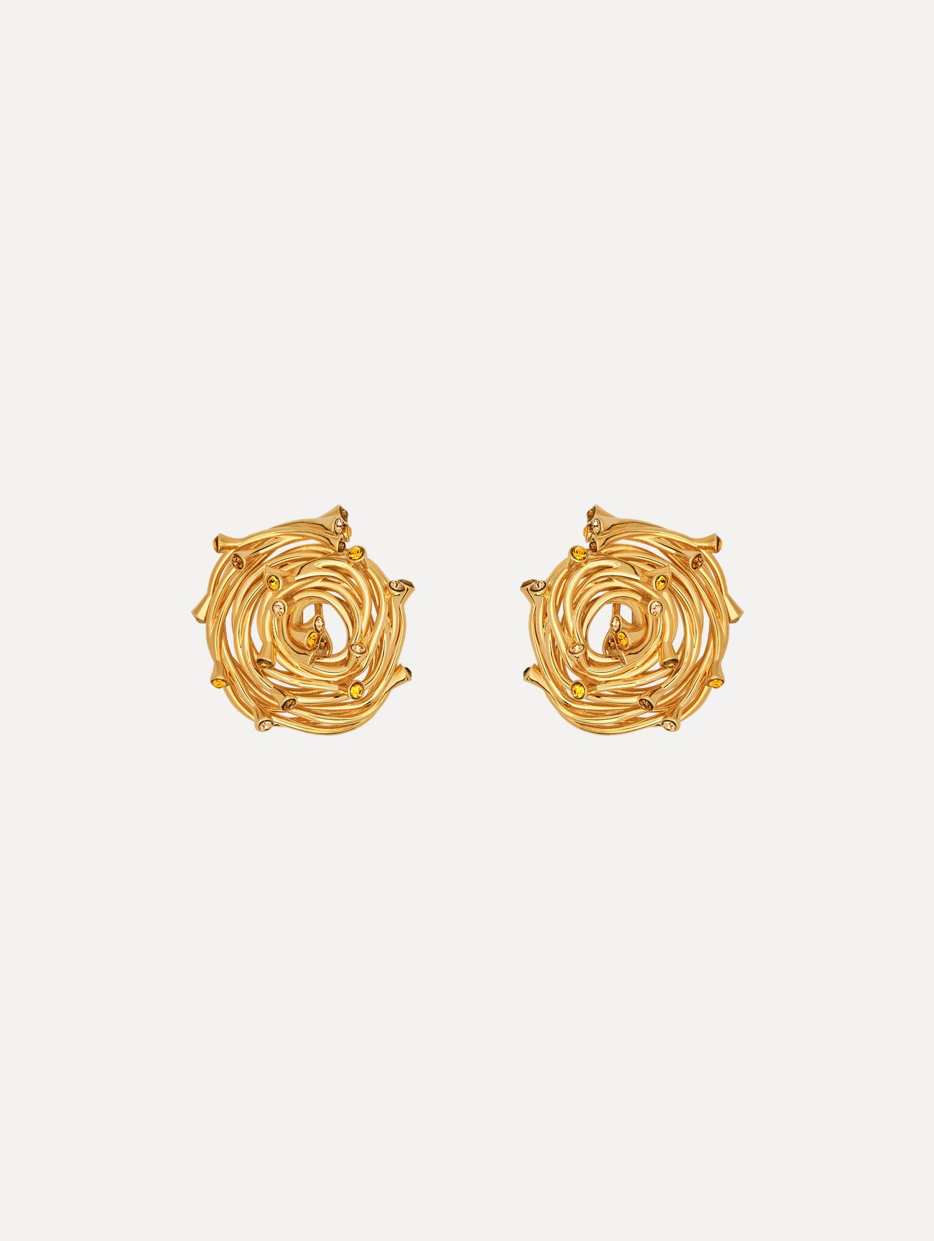 The Rhinestone Nest Earrings. Front View.
