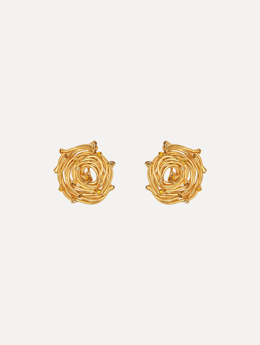 The Rhinestone Nest Earrings. Front View.