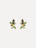 The Navette Crystal Clip-On Earrings in Peridot. Front View.