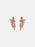 The Navette Crystal Drop Clip-On Earrings in Rose. Front View.