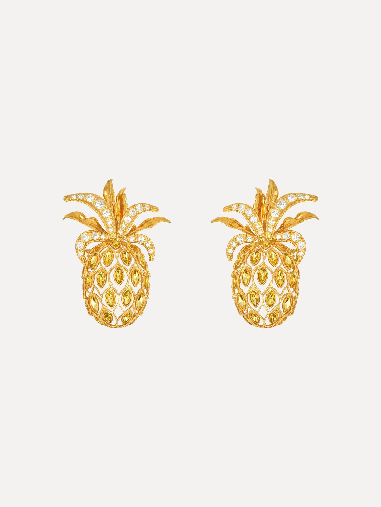 Pineapple Crystal Clip-On Ring in Citrus. Front View.