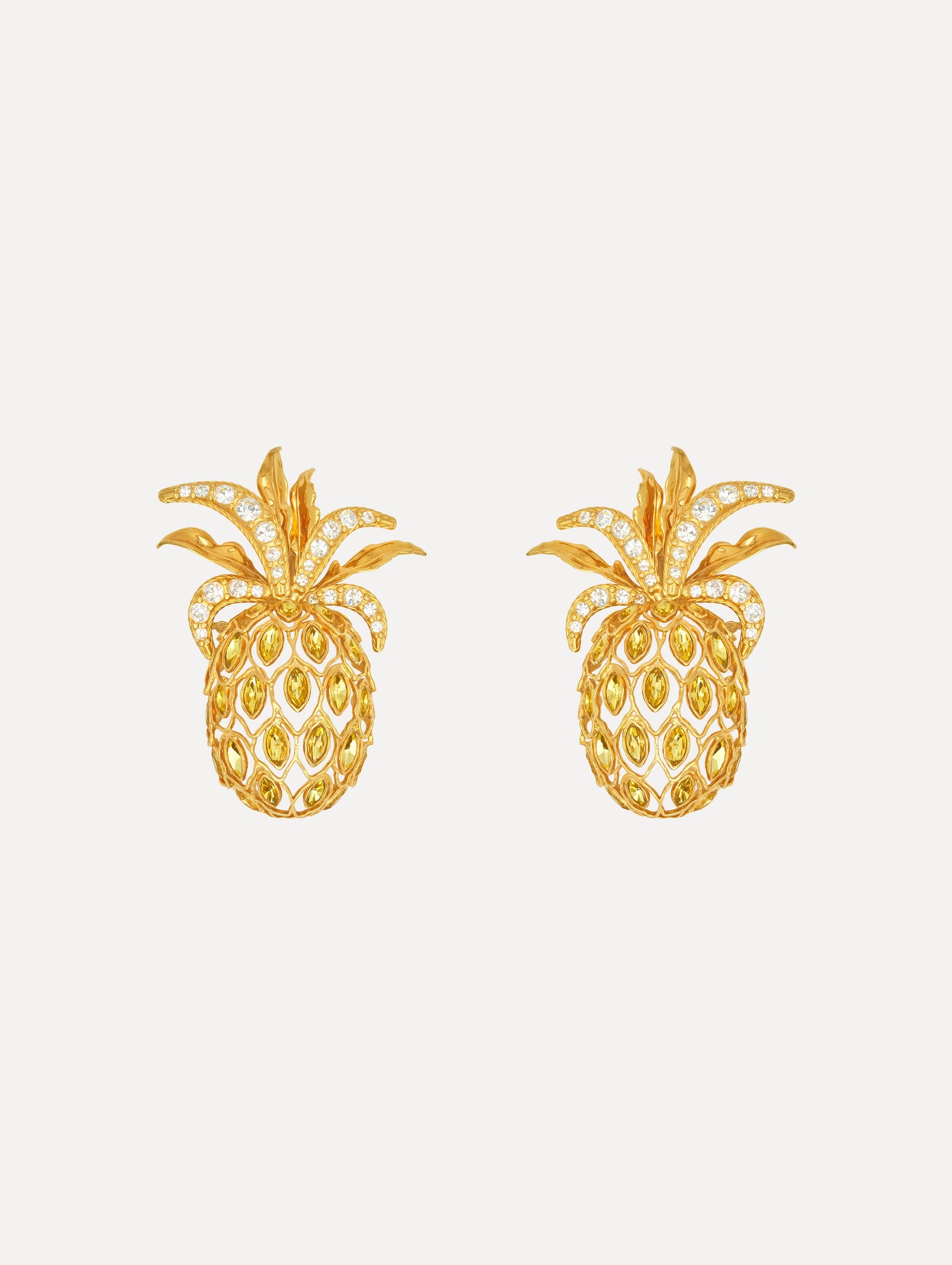 Pineapple Crystal Clip-On Ring in Citrus. Front View.
