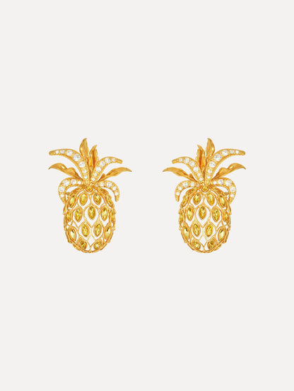 Pineapple Crystal Clip-On Ring in Citrus. Front View.