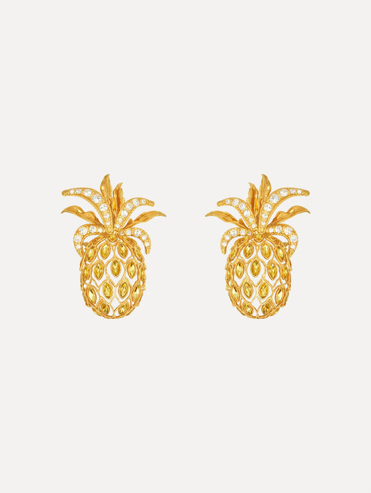Pineapple Crystal Clip-On Ring in Citrus. Front View.
