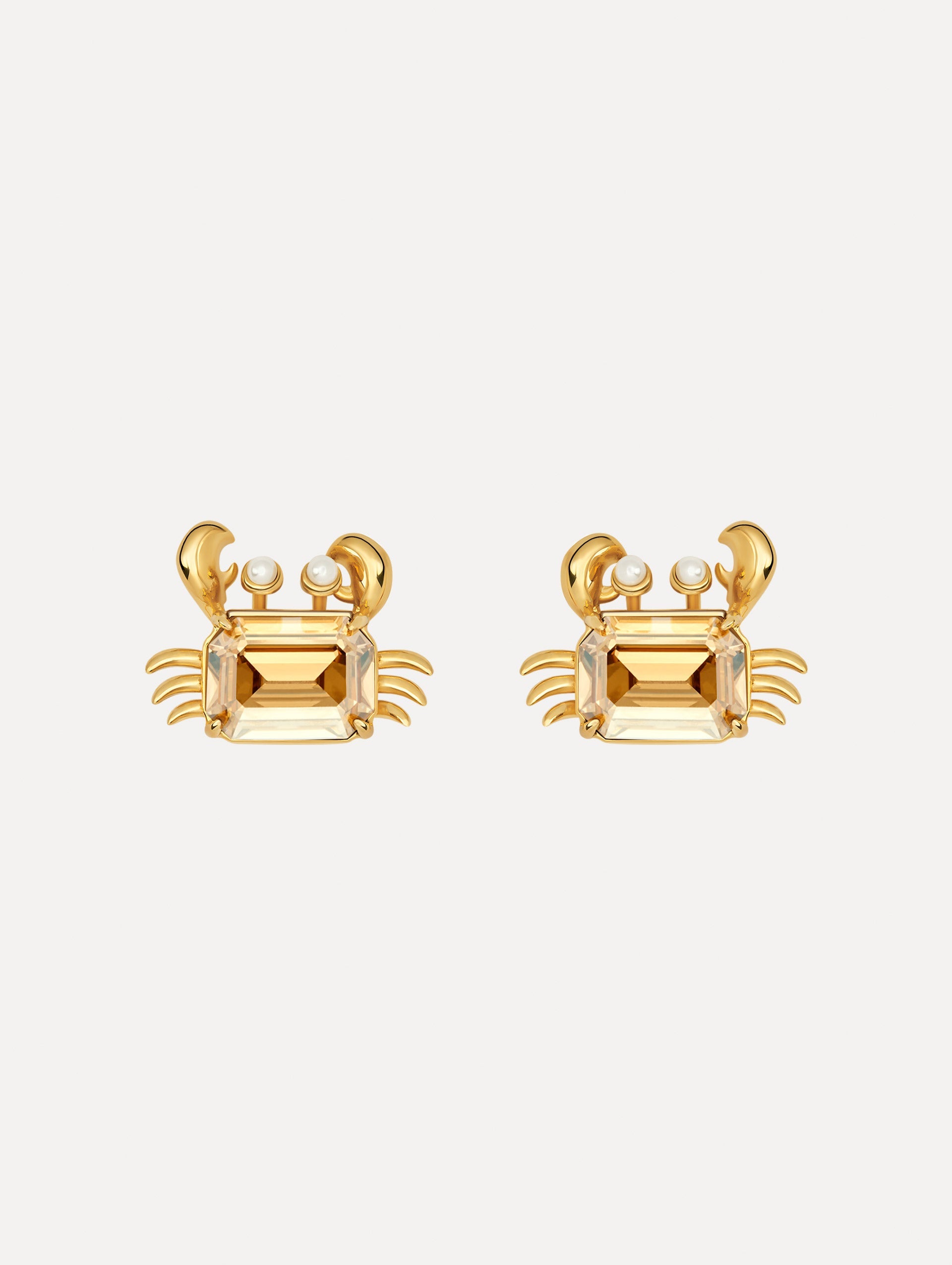 The Crystal Crab Earrings. Front View.