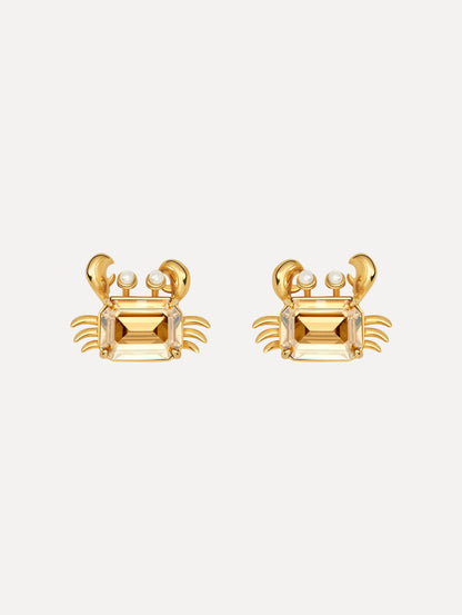 The Crystal Crab Earrings. Front View.