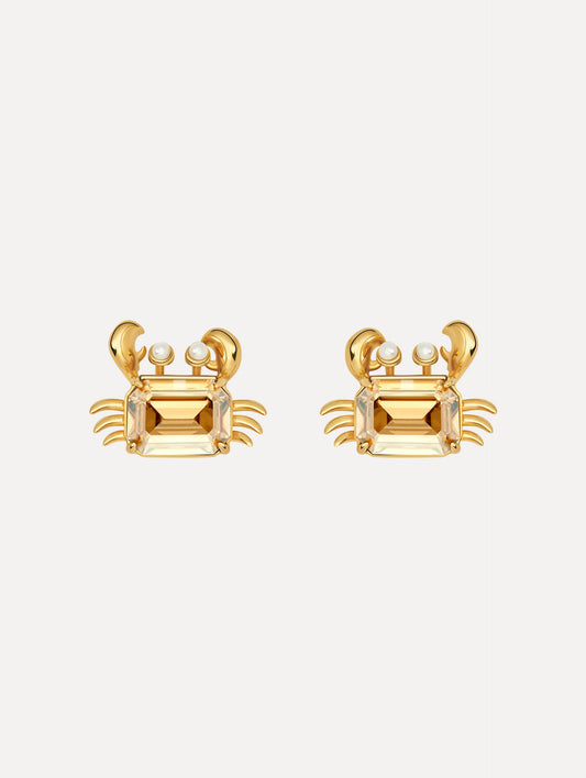 The Crystal Crab Earrings. Front View.
