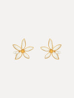 The Orange Blossom Earrings in White. Front View.