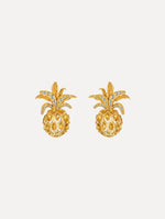 The Pineapple Pavé Clip-On Earrings in Citrine. Front View.