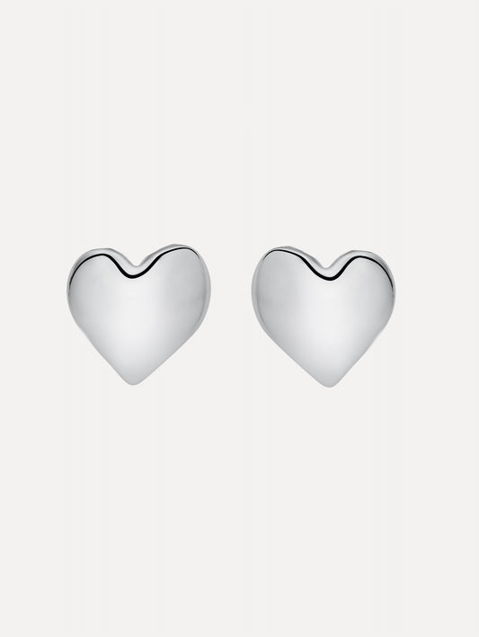 Silver Heart Clip-On Earrings with a smooth finish.