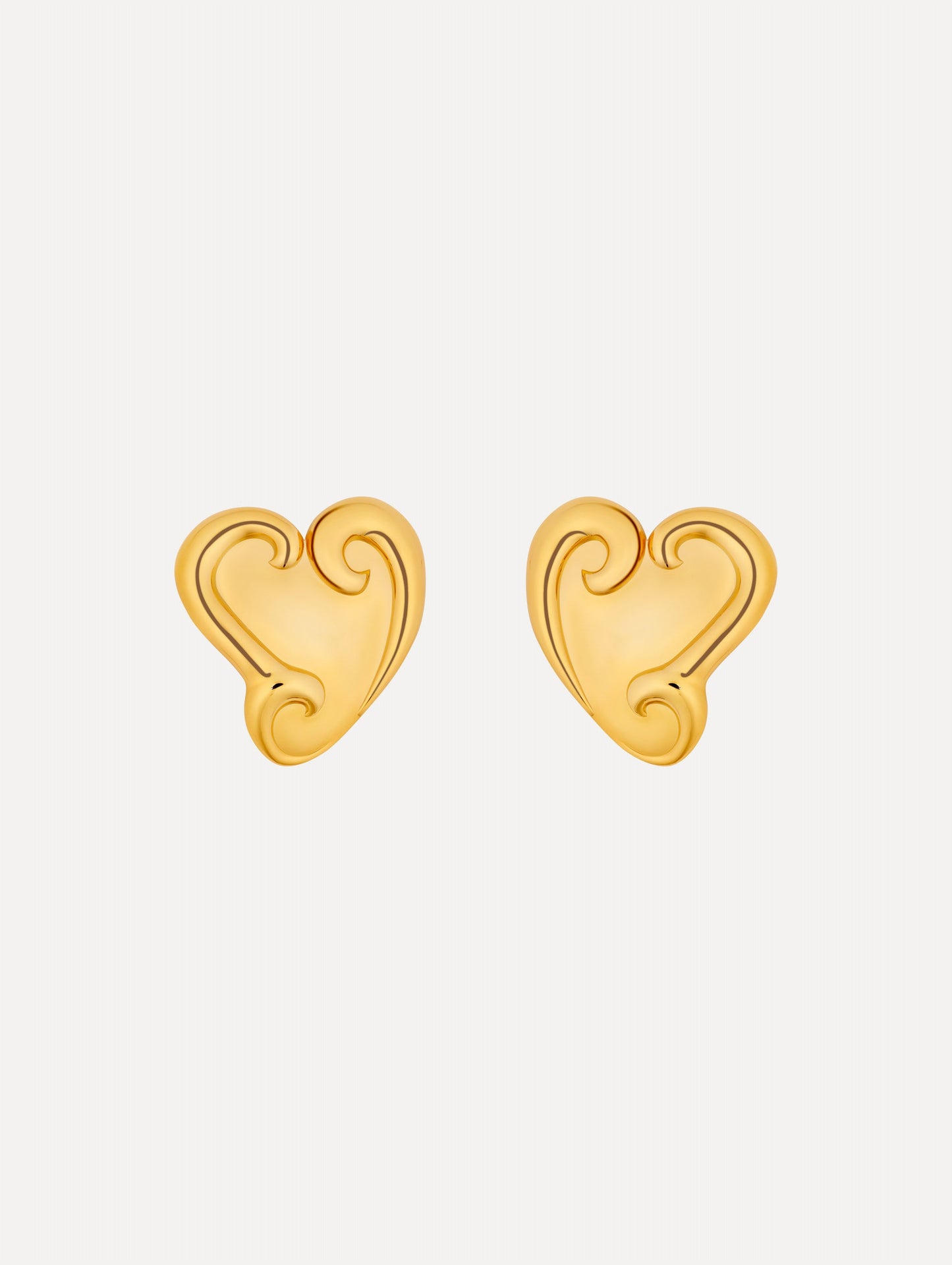 Gold Swirl Heart Clip-On Earrings with sculpted swirl detailing.