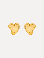 Gold Swirl Heart Clip-On Earrings with sculpted swirl detailing.