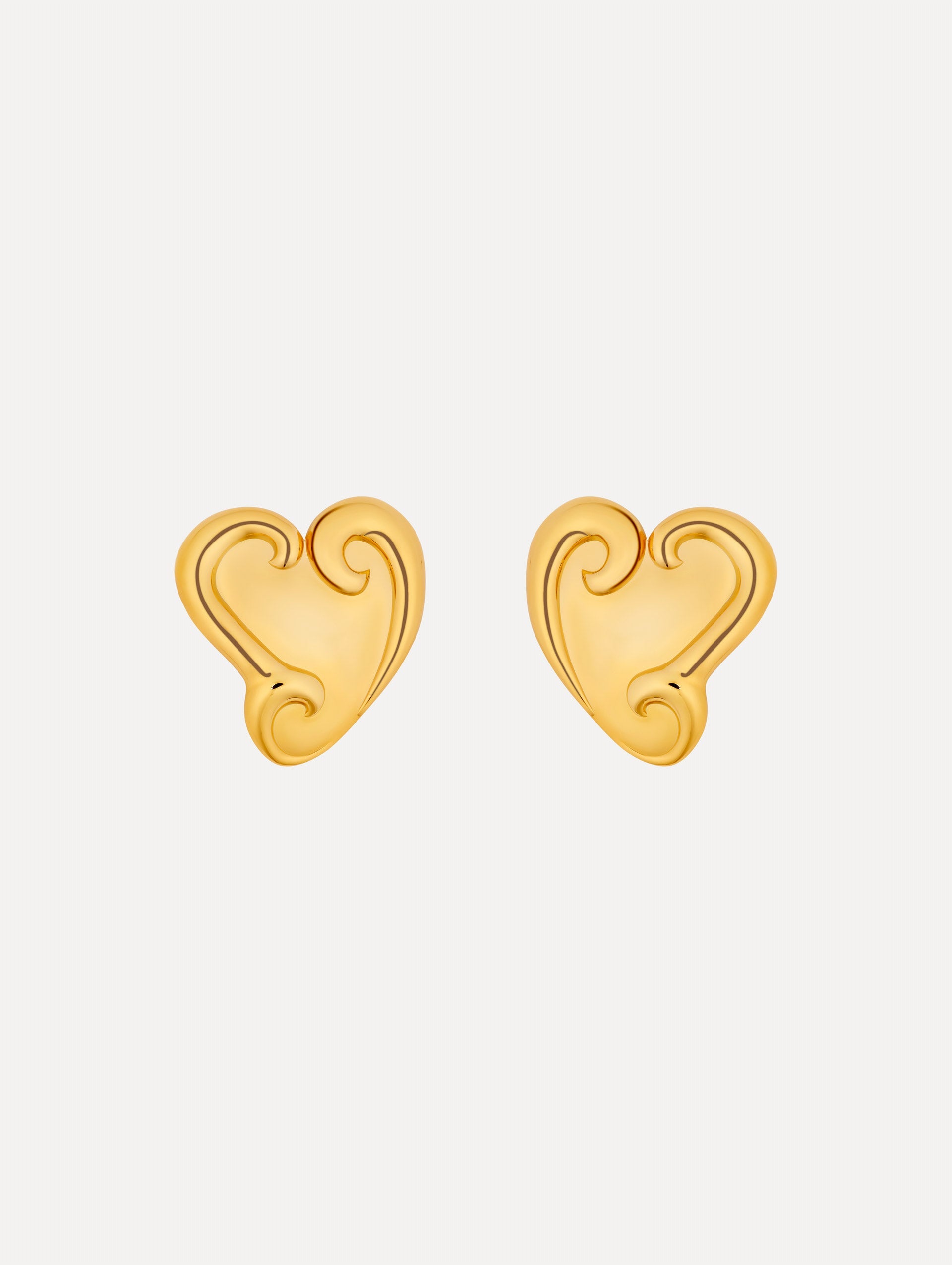 Gold Swirl Heart Clip-On Earrings with sculpted swirl detailing.