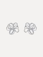Silver Threaded Flower Earrings featuring openwork looping design.