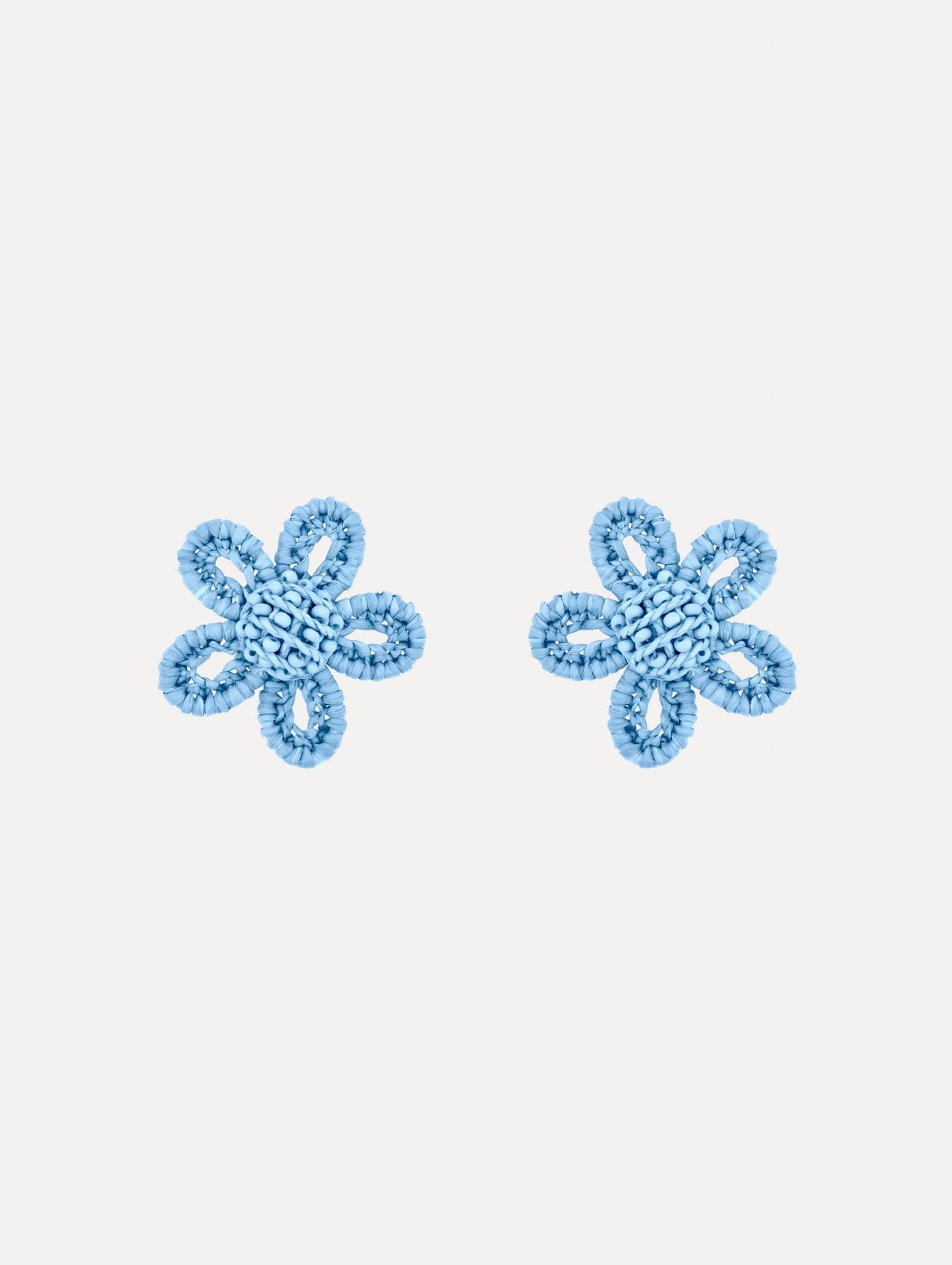 Small Woven Raffia Flower Earrings