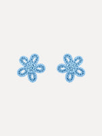 Small Woven Raffia Flower Earrings
