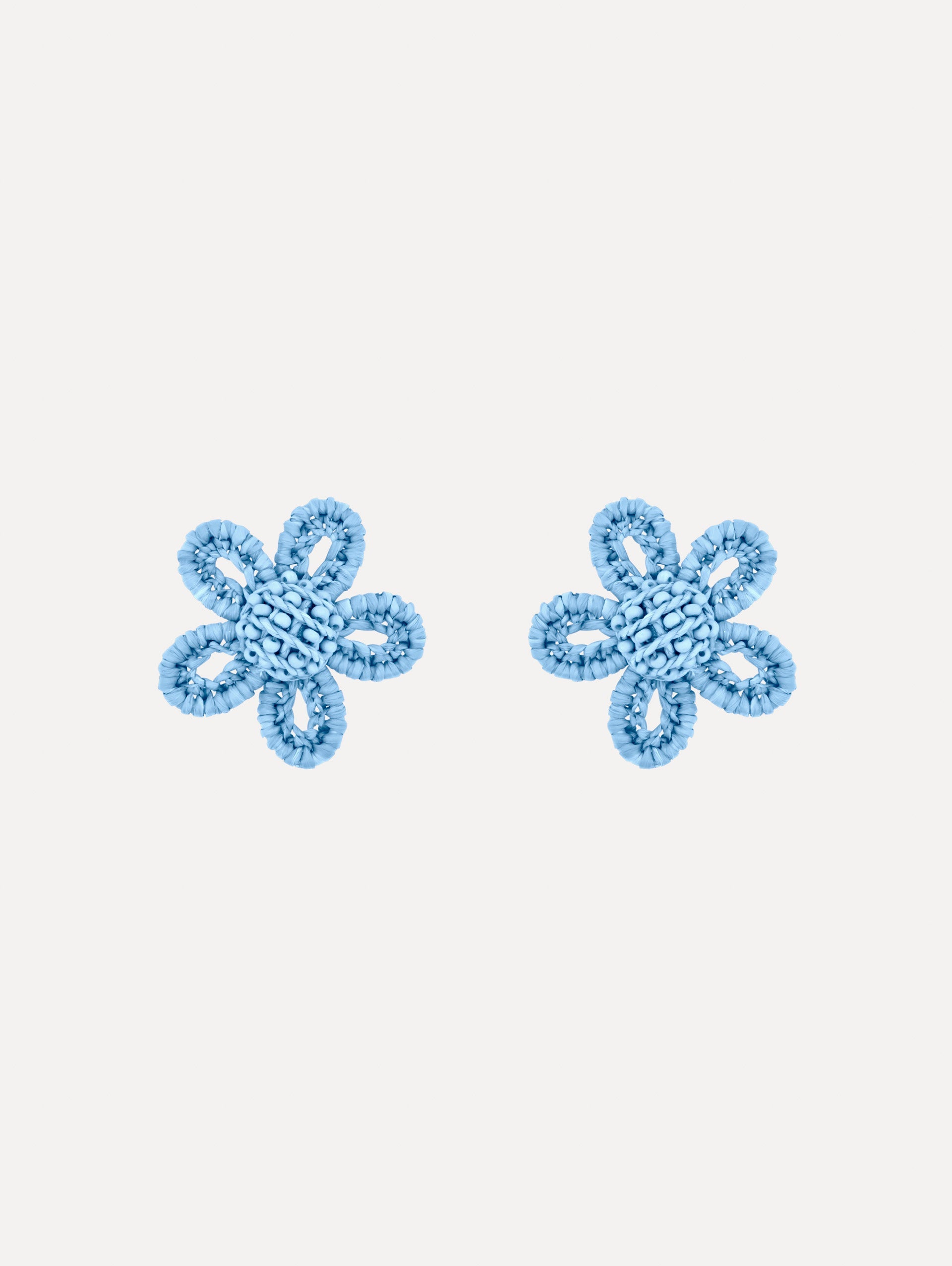 Small Woven Raffia Flower Earrings