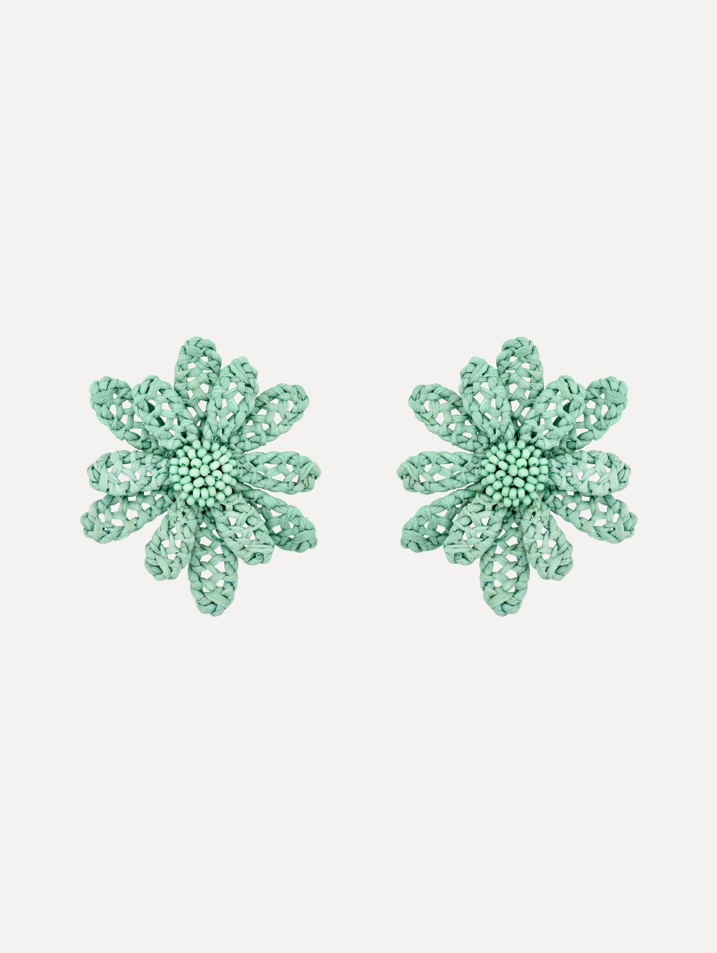 Large Woven Raffia Flower Earrings