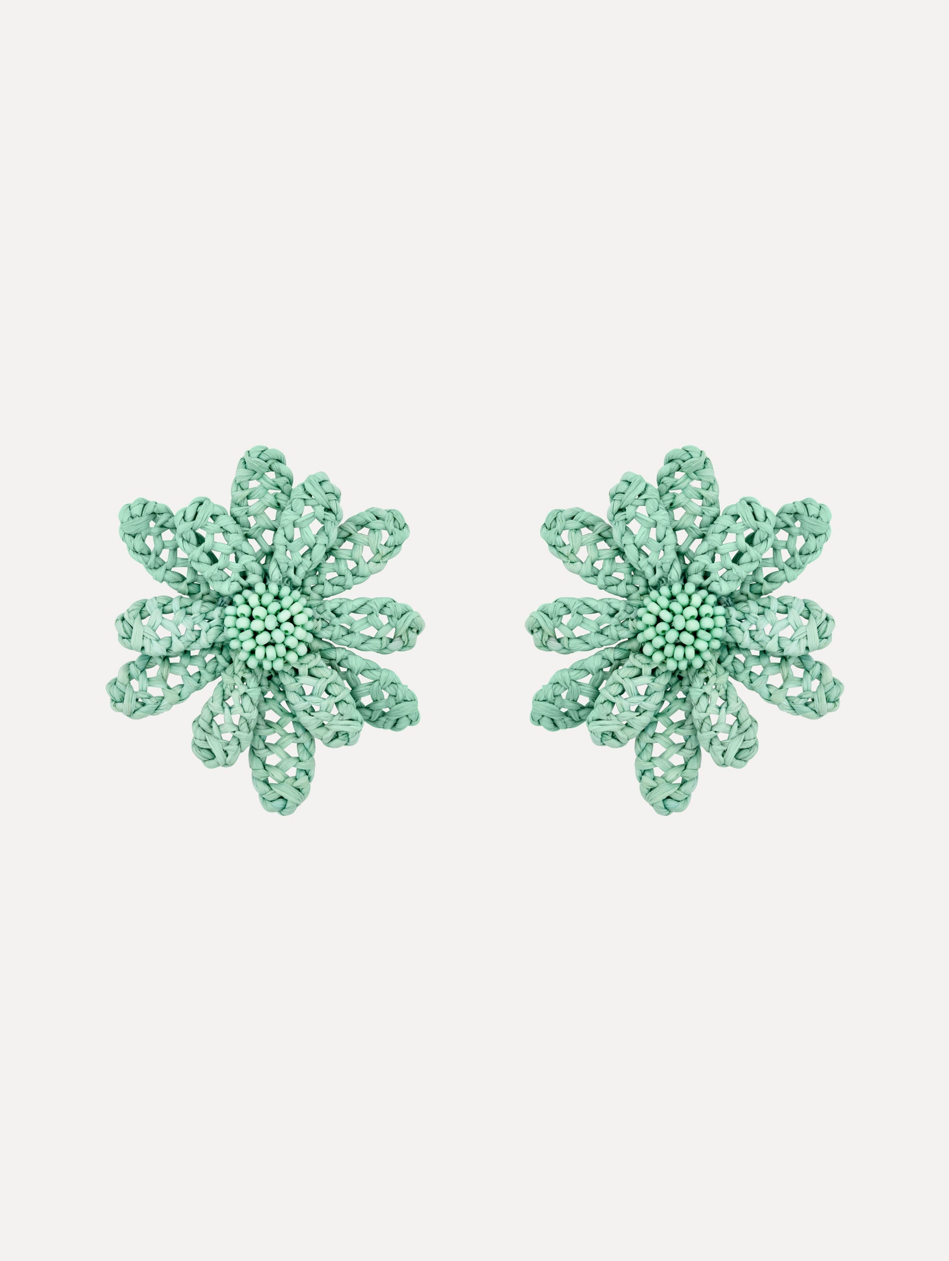 Large Woven Raffia Flower Earrings