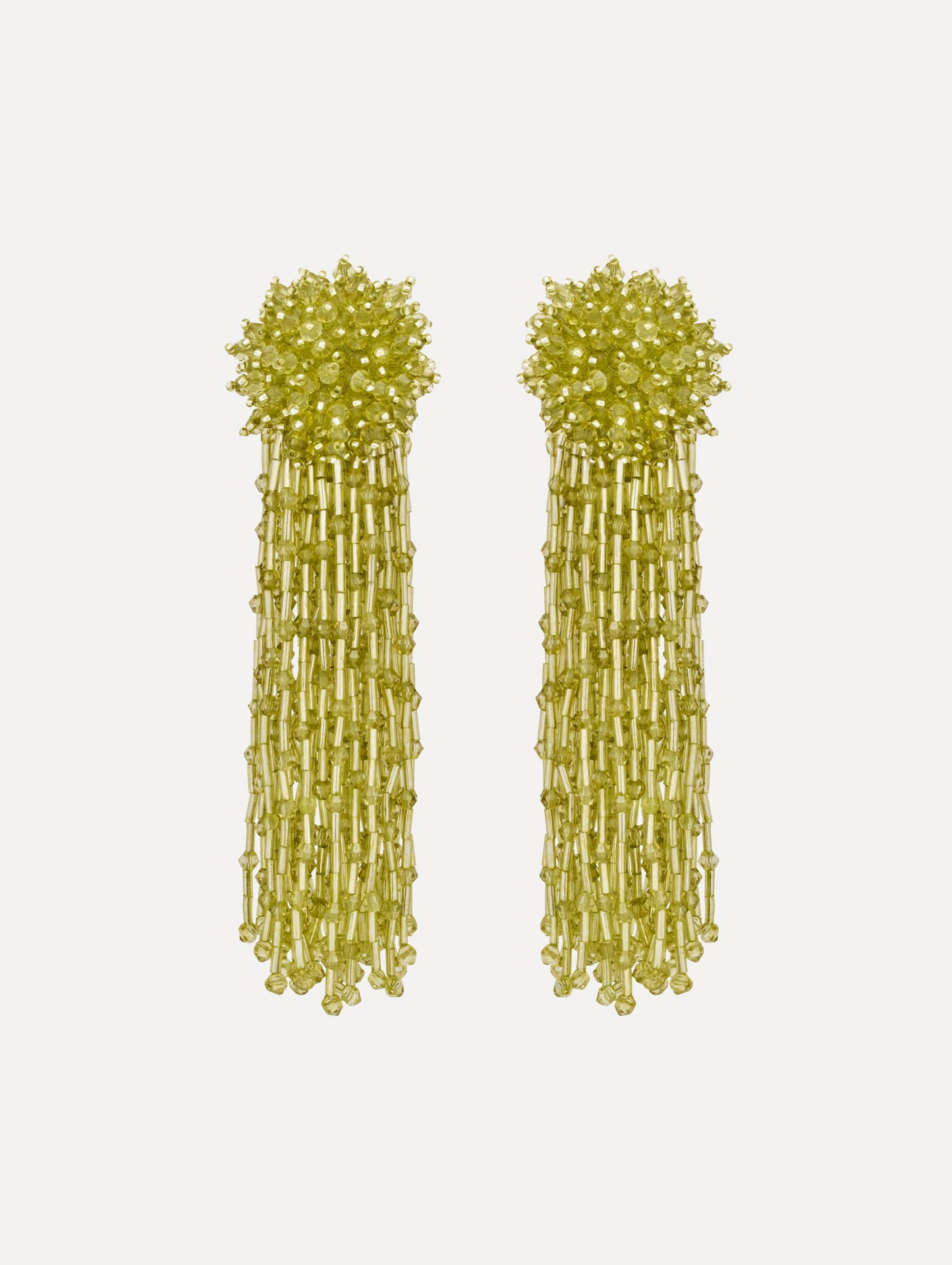Beaded Tassel Drop Clip-On Earrings