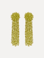 Beaded Tassel Drop Clip-On Earrings