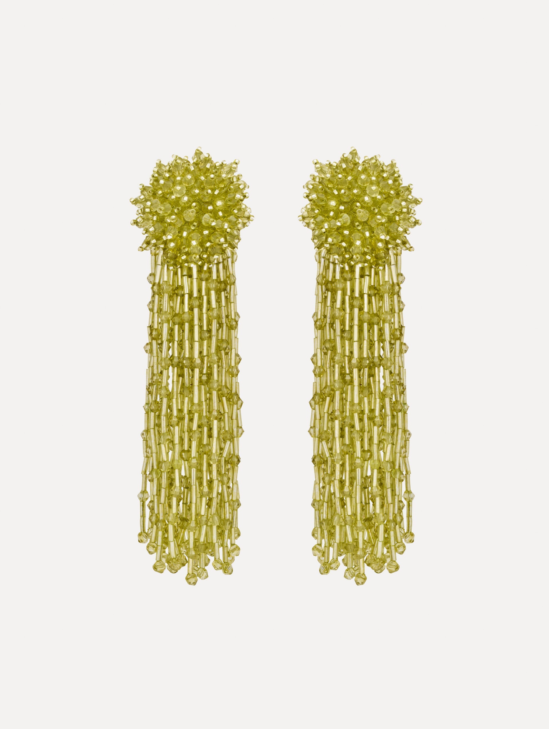 Beaded Tassel Drop Clip-On Earrings