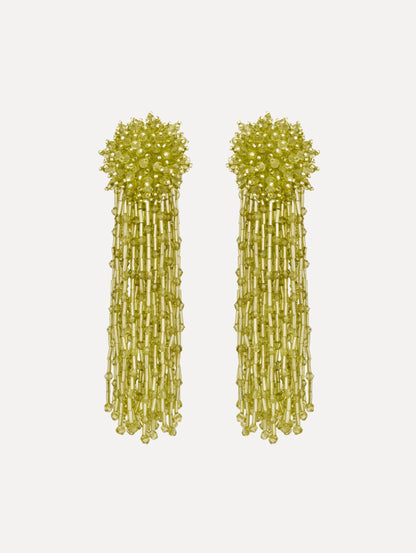 Beaded Tassel Drop Clip-On Earrings