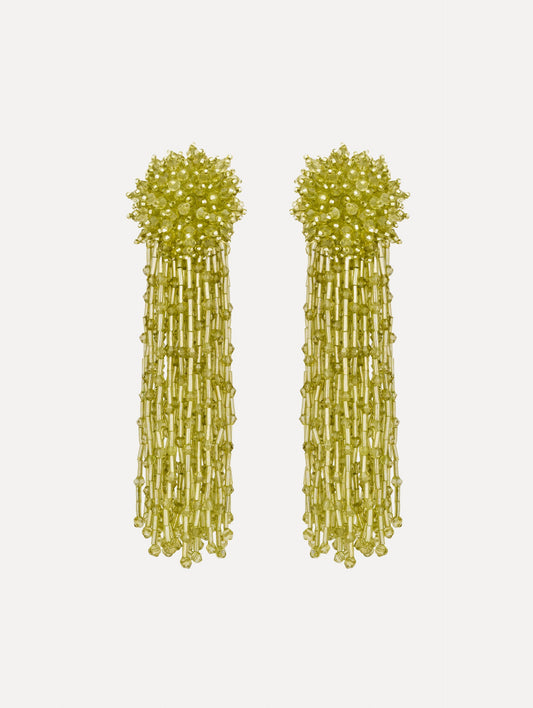 Beaded Tassel Drop Clip-On Earrings